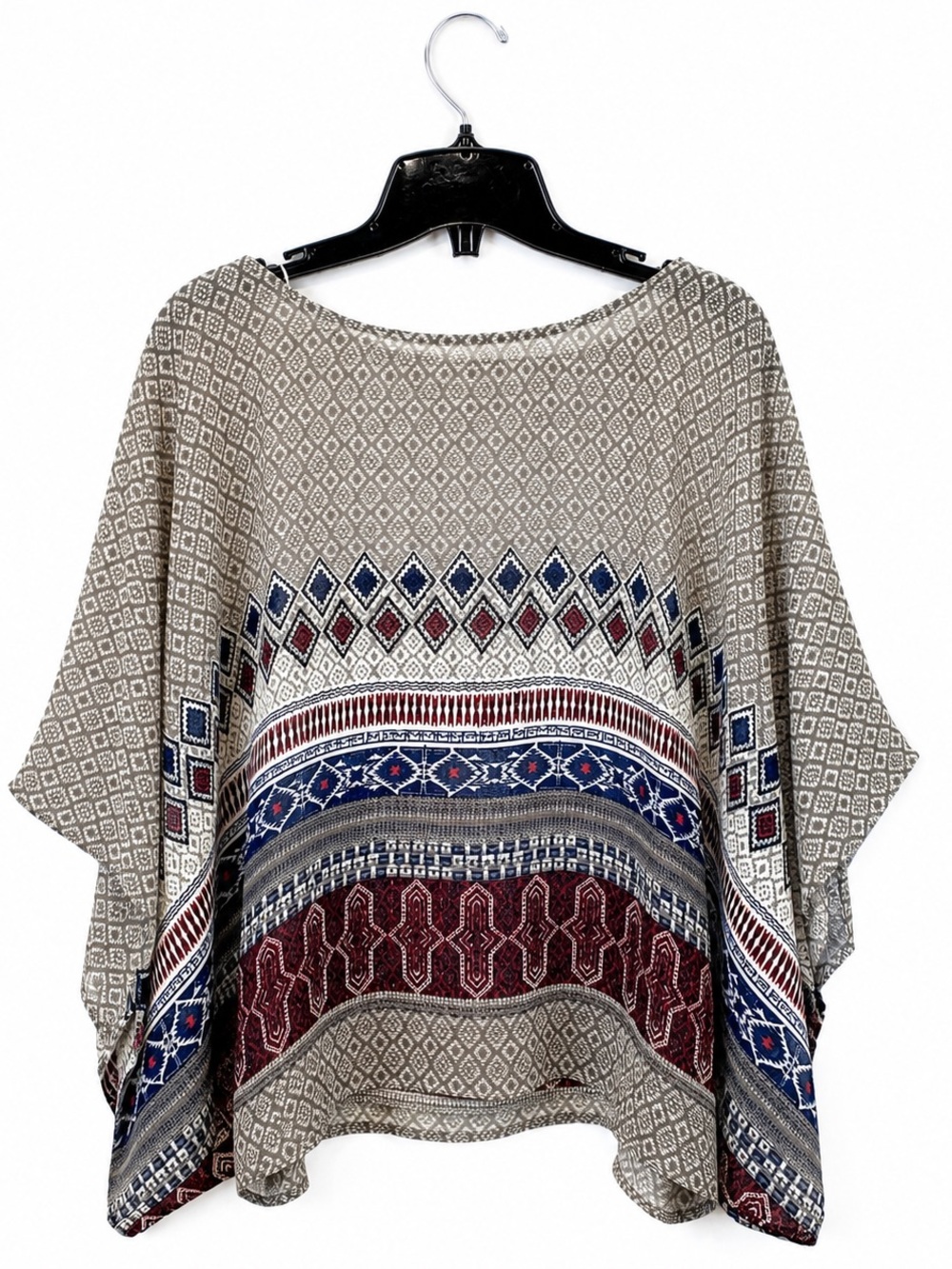 Ardene Colorful Boho Aztec Poncho Blouse Oversized Bohemian Cape Top M/L - Picture 2 of 6